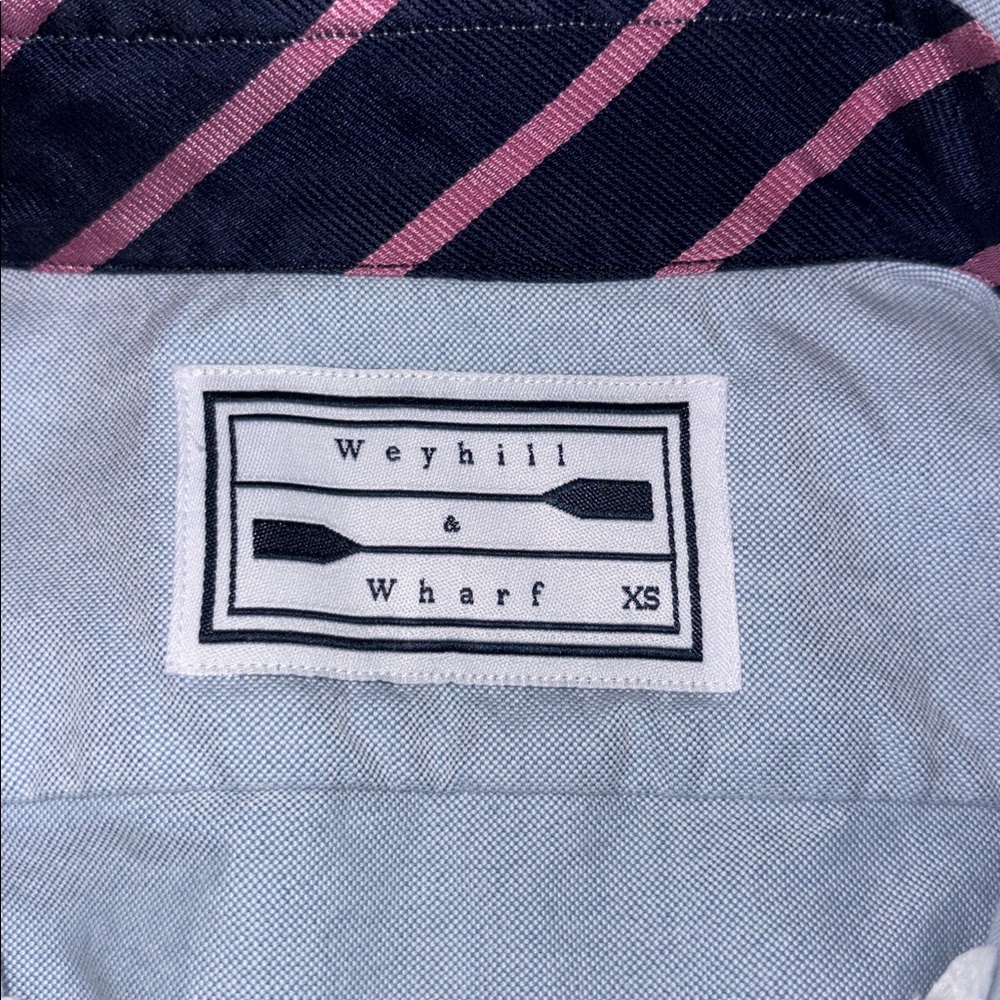 Weyhill & Wharf The Preparatory Oxford in Pink & Navy Wide Repp Sporting Blue - Picture 2 of 10